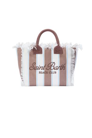 Borsa in canvas di cotone marrone e bianco SAINT BARTH KIDS | COL000102597L